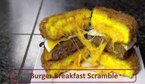 Burger Breakfast Scramble Shapes To Eat in morning keto diet recipe.